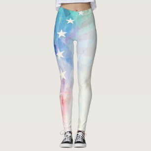 Leggings USA Stars & Stripes American Flag Light & firework
