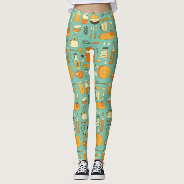Leggings Ustensiles de cuisine modernes du milieu du siècle (Devant)