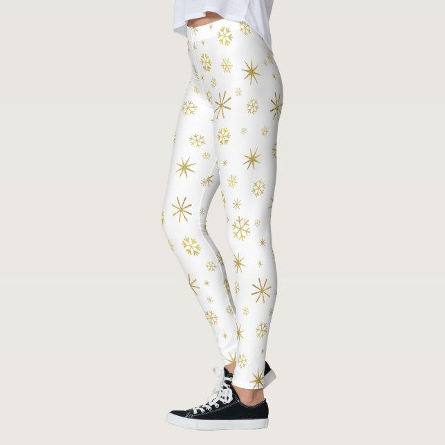 Leggings Vacances blanc flocon de neige motif audacieux fes (Gauche)