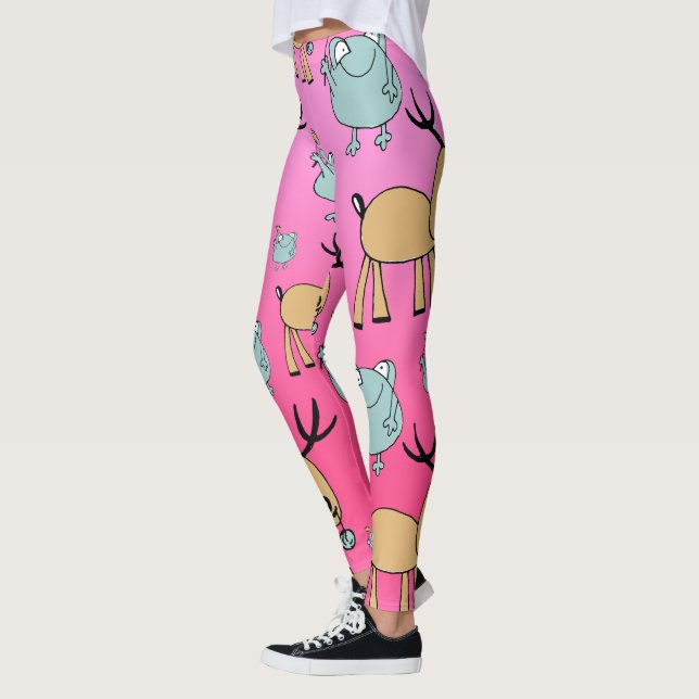Leggings vacances hip rose hiver froid de noël animaux (Gauche)