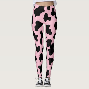 Leggings Vache blanche noire et rose Imprimer