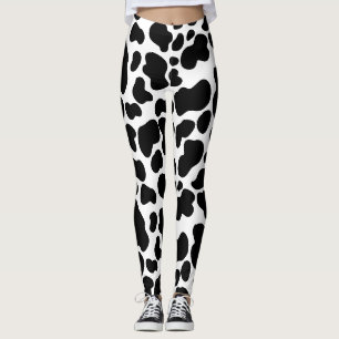 Leggings Vache de vache noire et blanche Cachet à motif
