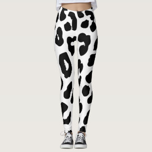 Leggings Vache d'Halloween noir et blanc