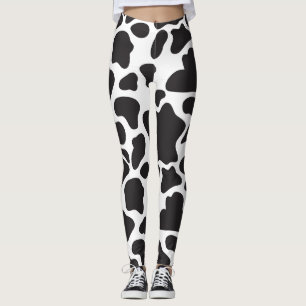 Leggings Vache mignonne simple Imprimer noir et blanc