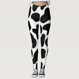 Leggings Vache noire et blanche Imprimer Ferme rustique