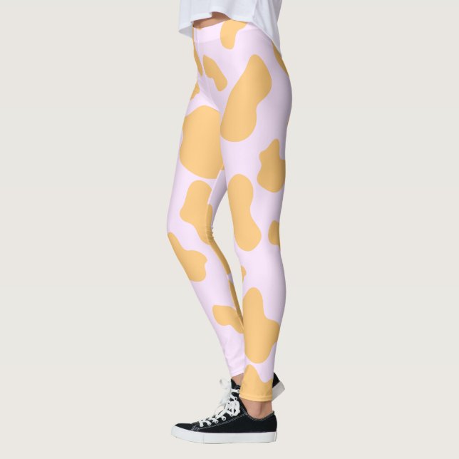 Leggings Vache orange et rose Imprimer esthétique (Gauche)