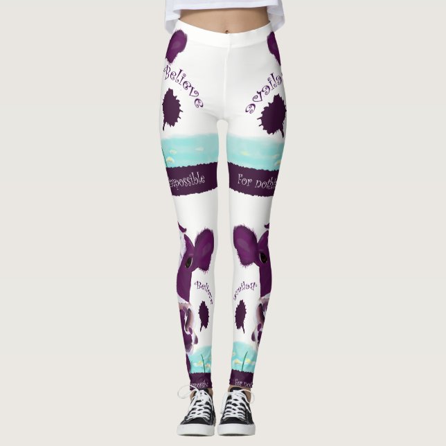 Leggings Vache pourpre très probablement contemplant le vol (Devant)