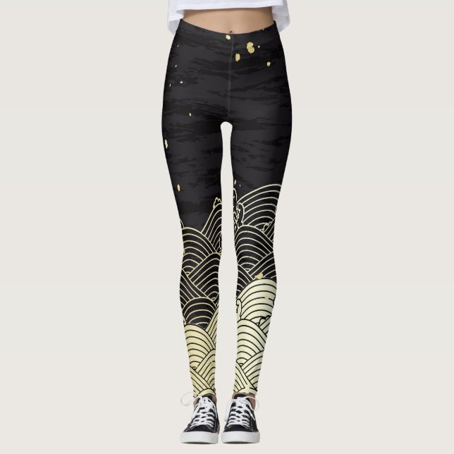 Leggings Vague dorée, texture papier. (Devant)
