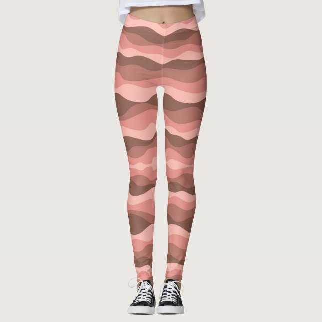 Leggings Vagues Abstraites de corail (Devant)