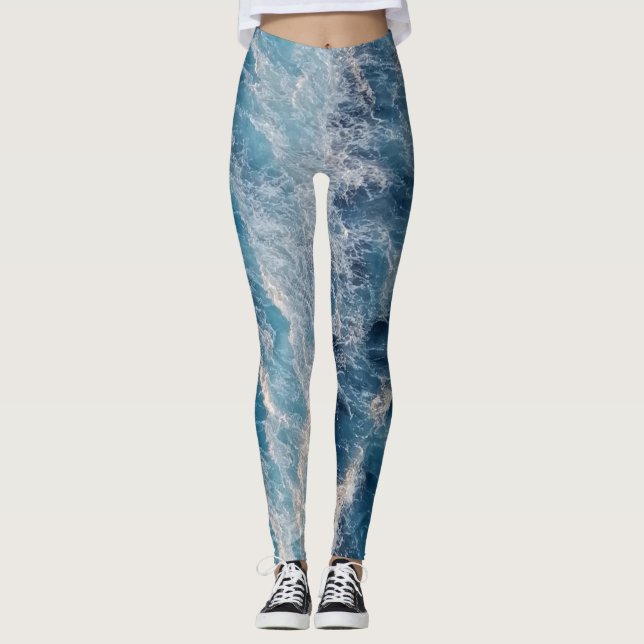 Leggings Vagues bleu océan (Devant)