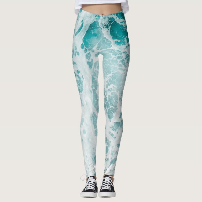 Leggings Vagues bleues de l'océan (Devant)