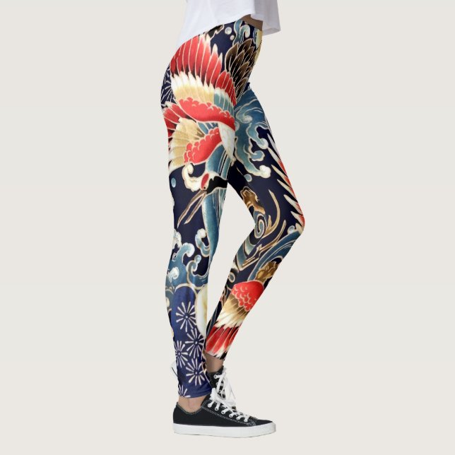 Leggings VAGUES DE CRANES DE VOL, FLEURS DE PRINTEMPS Flora (Droite)