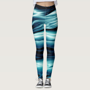 Leggings Vagues d'eau bleue abstraites