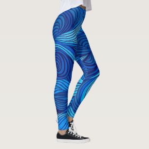 Leggings Vagues d'eau de l'océan bleu turquoise abstrait  