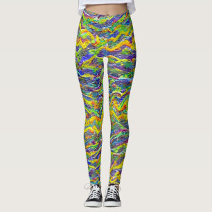 Leggings Vagues fracturées du paysage marin Abstrait 16
