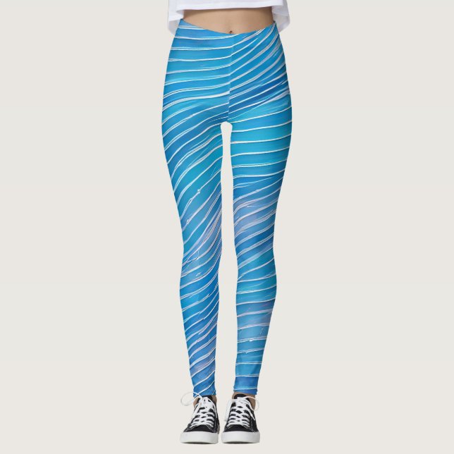 Leggings Vagues fracturées du paysage marin Abstrait 21 (Devant)
