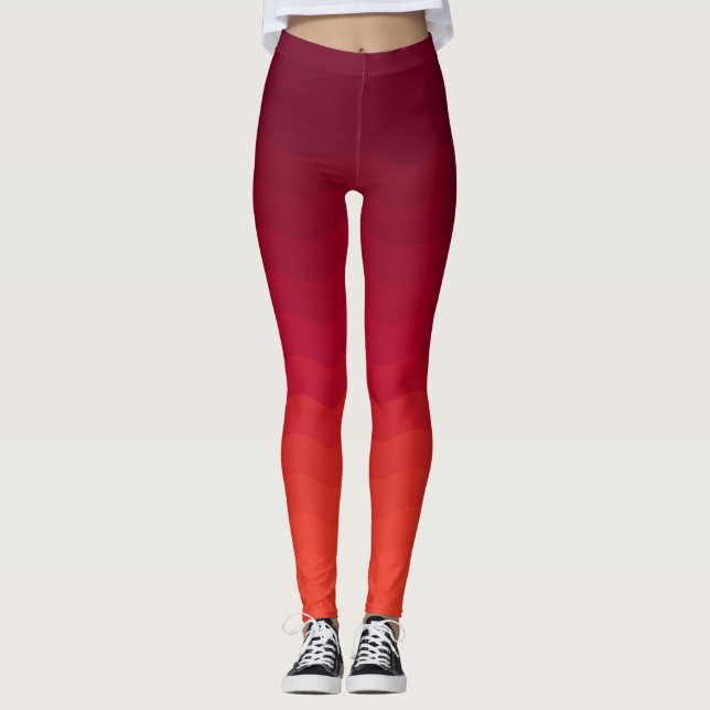 Leggings Vagues Ombre rouges et bordeaux (Devant)