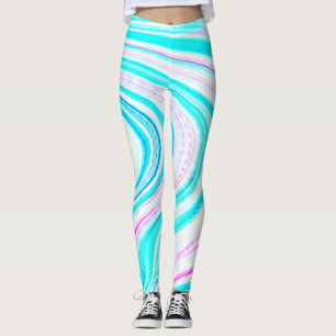 Leggings Vagues turquoise rose Abstrait Art Moderne Cute