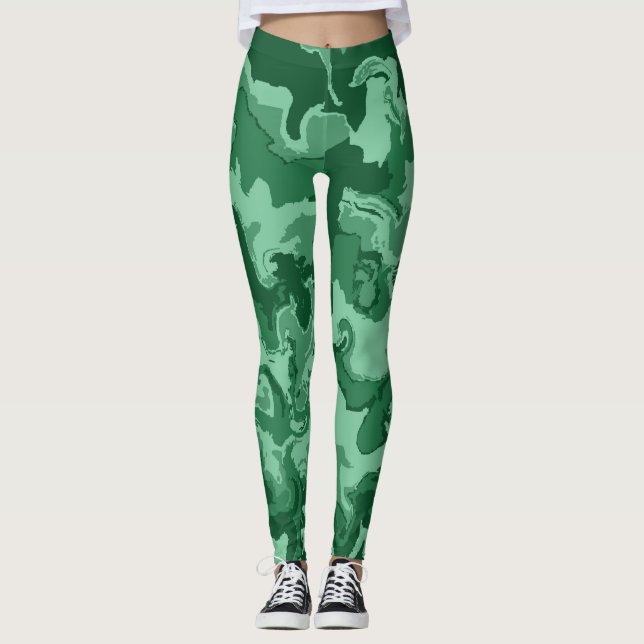 Leggings Vagues vertes (Devant)