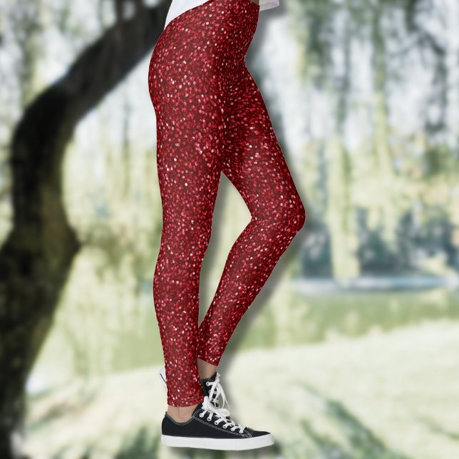 Leggings Valentine Classic Trendy Red Glitter (Créateur téléchargé)