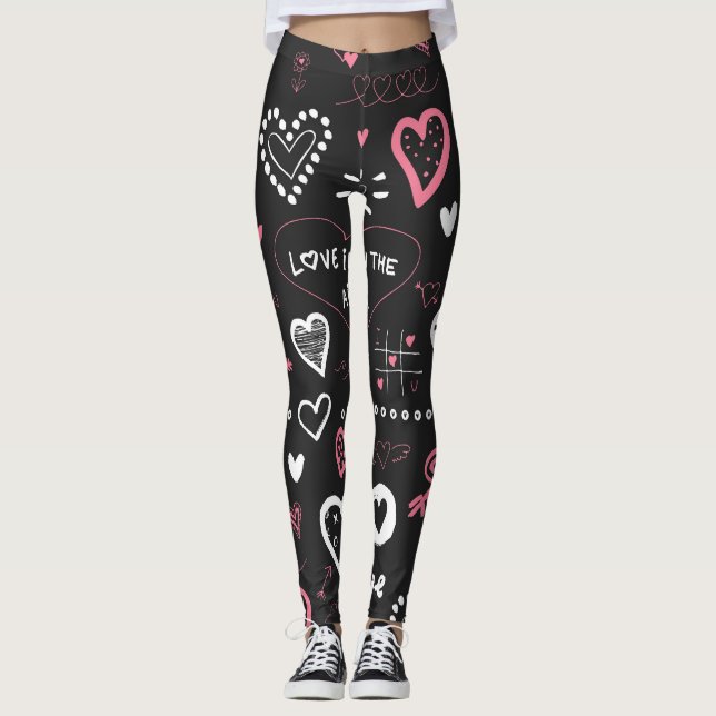 Leggings Valentine Doodle Heart Vintage (Devant)