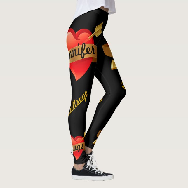 Leggings Valentine's Day Cupid's Arrow Votre nom NOIR (Droite)