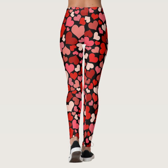 Leggings Valentines roses rouges de coeurs de l'amour du (Dos)