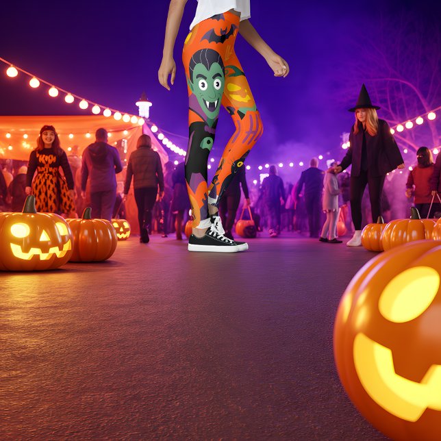 Leggings Vampire amusant, Chat noir et Halloween Citrouille (Créateur téléchargé)