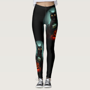Leggings Vampire Chat et Assistant Citrouille Halloween Sur