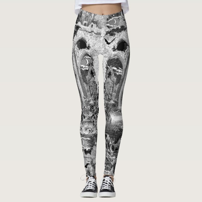 Leggings Vampires gothiques d'origine Crypt Graves Bats Sku (Devant)