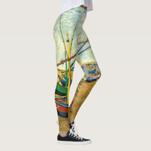 Leggings Van Gogh Bateaux de pêche sur la plage à Saintes-M