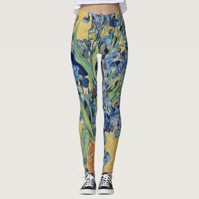 Leggings Van Gogh Irises Vase Blue Floral Bouquet Peinture (Devant)