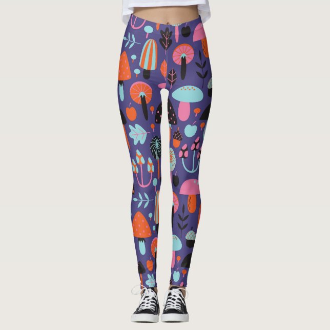 Leggings Variété de champignons : Illustration Vintage (Devant)