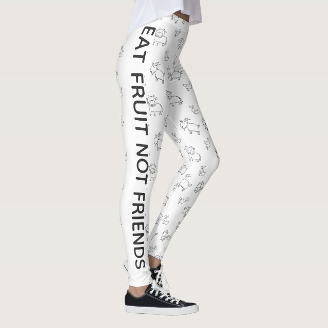 Leggings Vegan Eat fruit pas d'amis animaux de dessin animé (Droite)