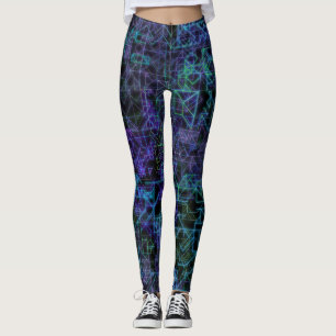 Leggings veines cybernétiques, en bleu et vert :