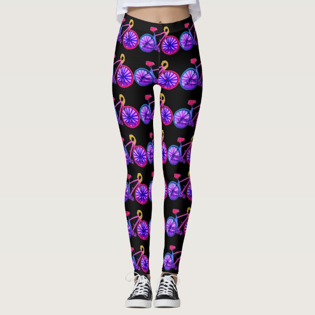 Leggings Vélos Cyclisme Purple Black Vélos Leggents (Devant)