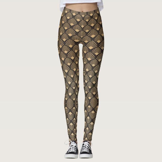 Leggings Ventilateur Art Décor Gatsby Style Motif (Devant)
