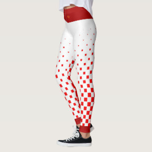 Leggings Vérificateurs de dégradé rouge et blanc avec dessu