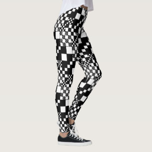 Leggings Vérifié, Chèques - noir et blanc