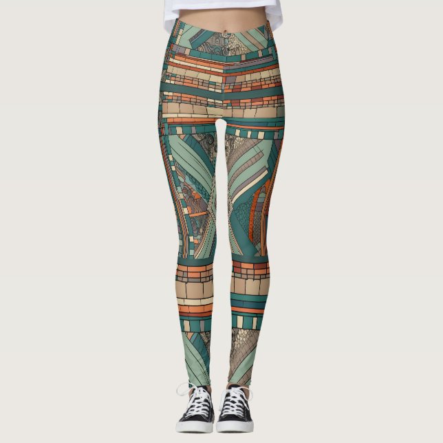 Leggings Verre de couleur géométrique "style Prairie" (Devant)
