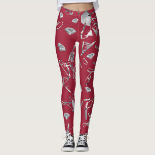 Leggings Verre et diamants brisés en rouge