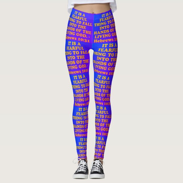 Leggings Vers de bible de 10h31 d'Hébreux. (Devant)