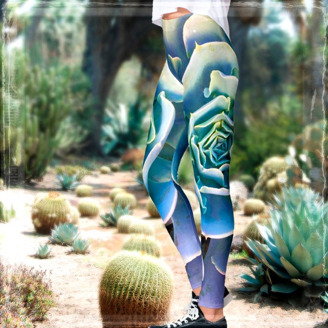 Leggings Vert cactus succulent photo simple moderne design (Créateur téléchargé)