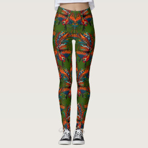 Leggings vert d'encre de coq