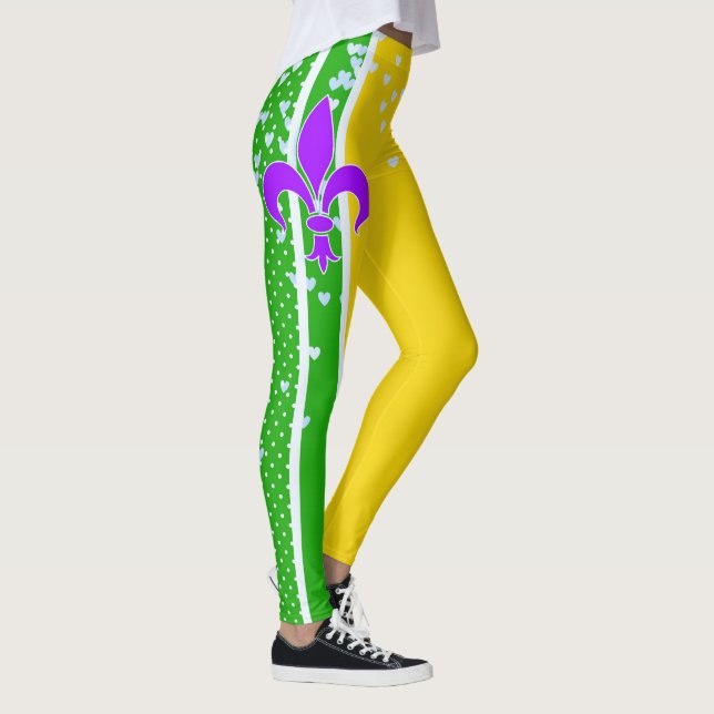 Leggings Vert du carnaval | Fleur De Lis Purple de mardi (Droite)