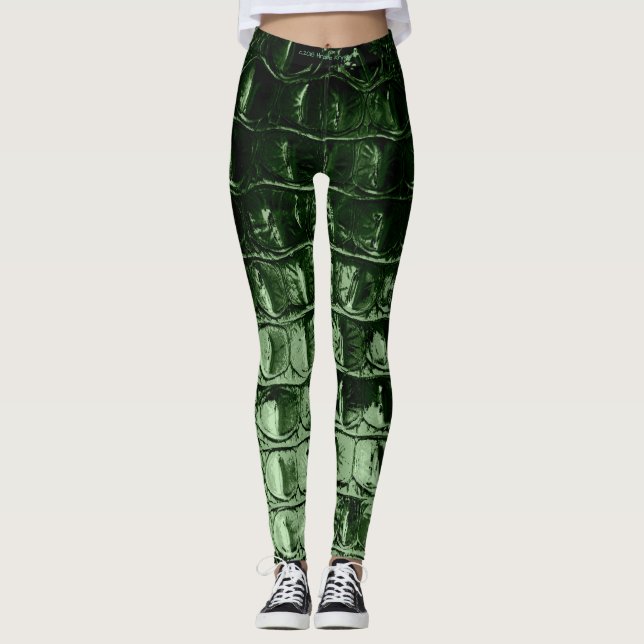 LEGGINGS VERT EN CUIR DE PIN D'ALLIGATOR DE "HORNBACK" DE (Devant)