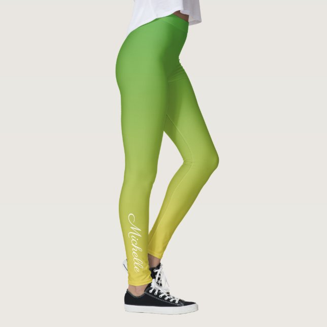 Leggings Vert et jaune foncé personnalisé (Droite)