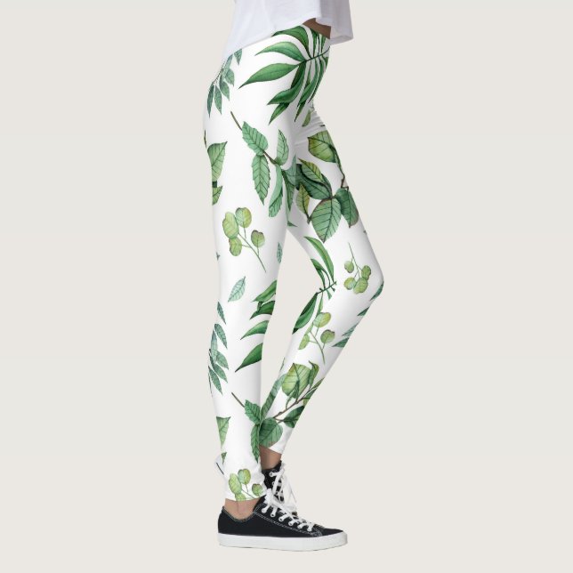 Leggings vert floral feuille nature filles mode femmes (Droite)