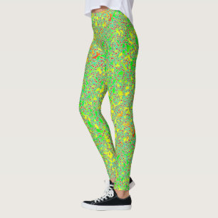 Leggings Vert, jaune et rose chaud