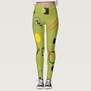 Leggings Vert, moderne, cool, tendance, urbain, Memphis mot